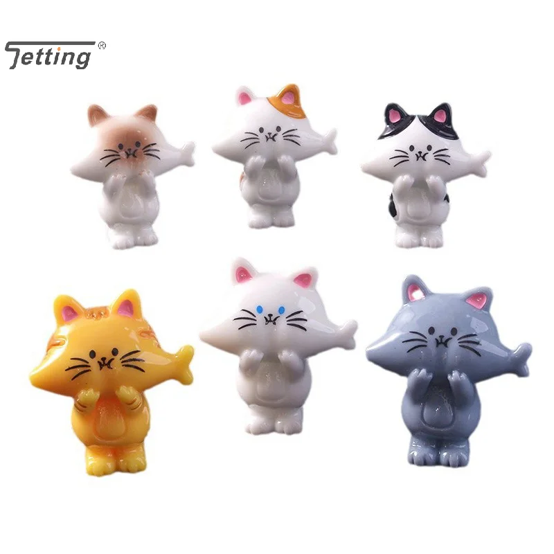 2Pcs Cartoon Miniature Cat Figurine Ornament Desk Decoration Creative Home Decorative Accessories Gifts