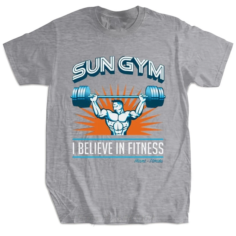 SUN GYM أنا أؤمن باللياقة البدنية والألم والكسب القطن تي شيرت للجنسين تي شيرت المتضخم التي شيرت اللياقة البدنية تيز طباعة بلايز الرجال الملابس