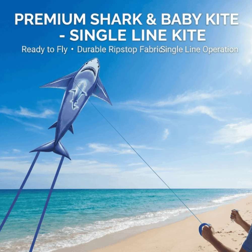 Nuovo facile da volare Squalo blu Aquilone Buone volare Madre e bambino Pesce Aquilone per bambini Coda lunga Cartone animato Aquilone volante Giocattolo Viaggi in famiglia