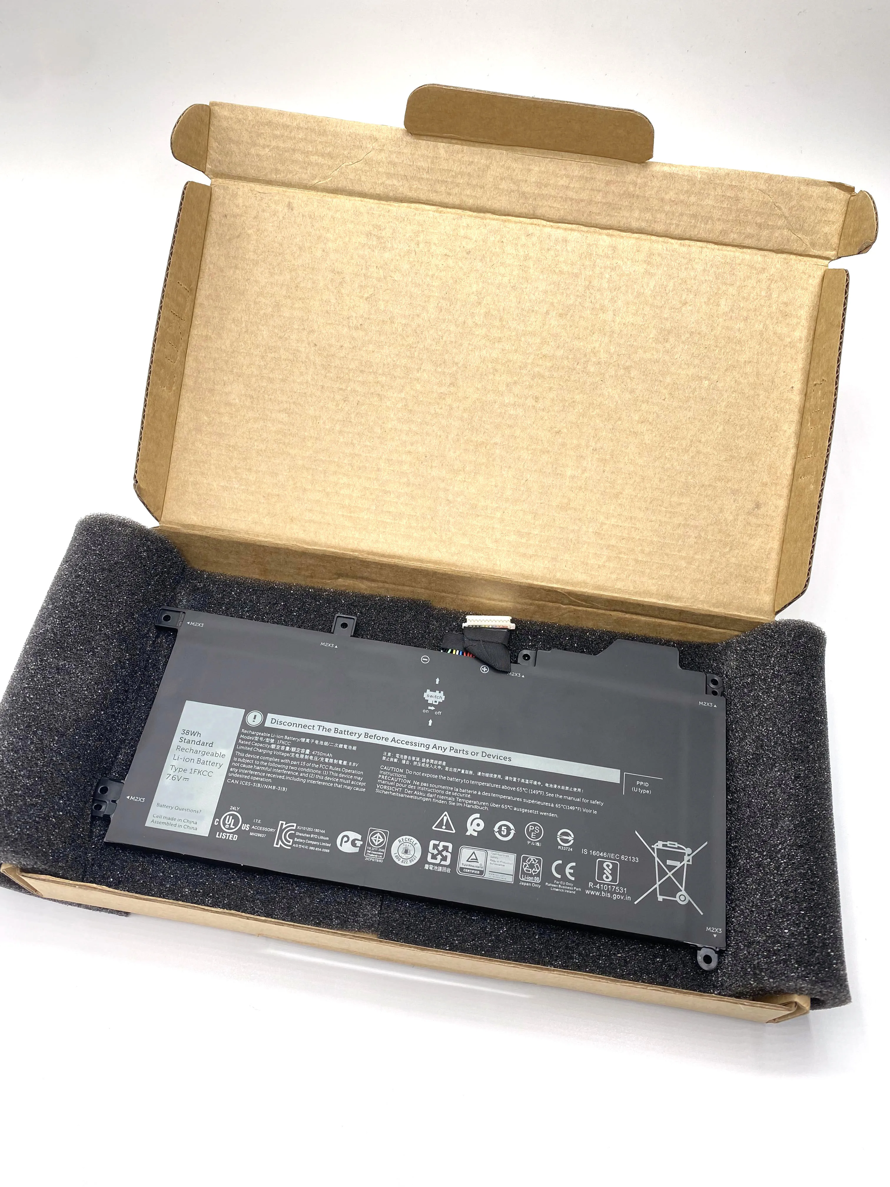 

1FKCC аккумулятор для ноутбука Dell Latitude 7200 7210 серии 2-в-1 09NTKM 9NTKM 0D9J00 D9J00 0KWWW4 KWWW4 T5H6P 7,6 В 38 Втч