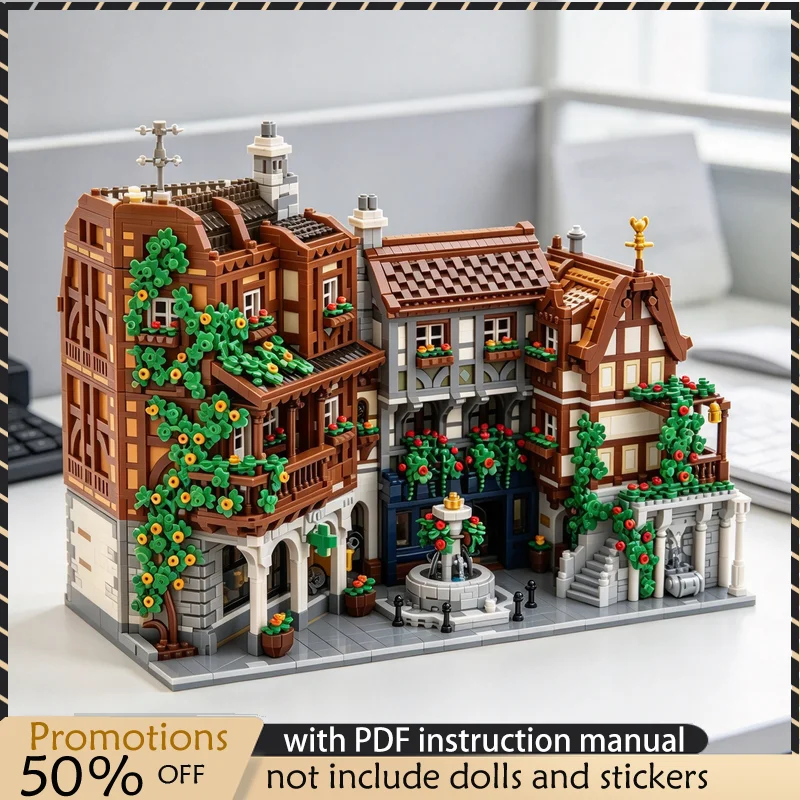 10218PCS MOC City Modular Street View Old Town Architecture Model Building Blocks DIY Assembly Toy Adult Collector Collection