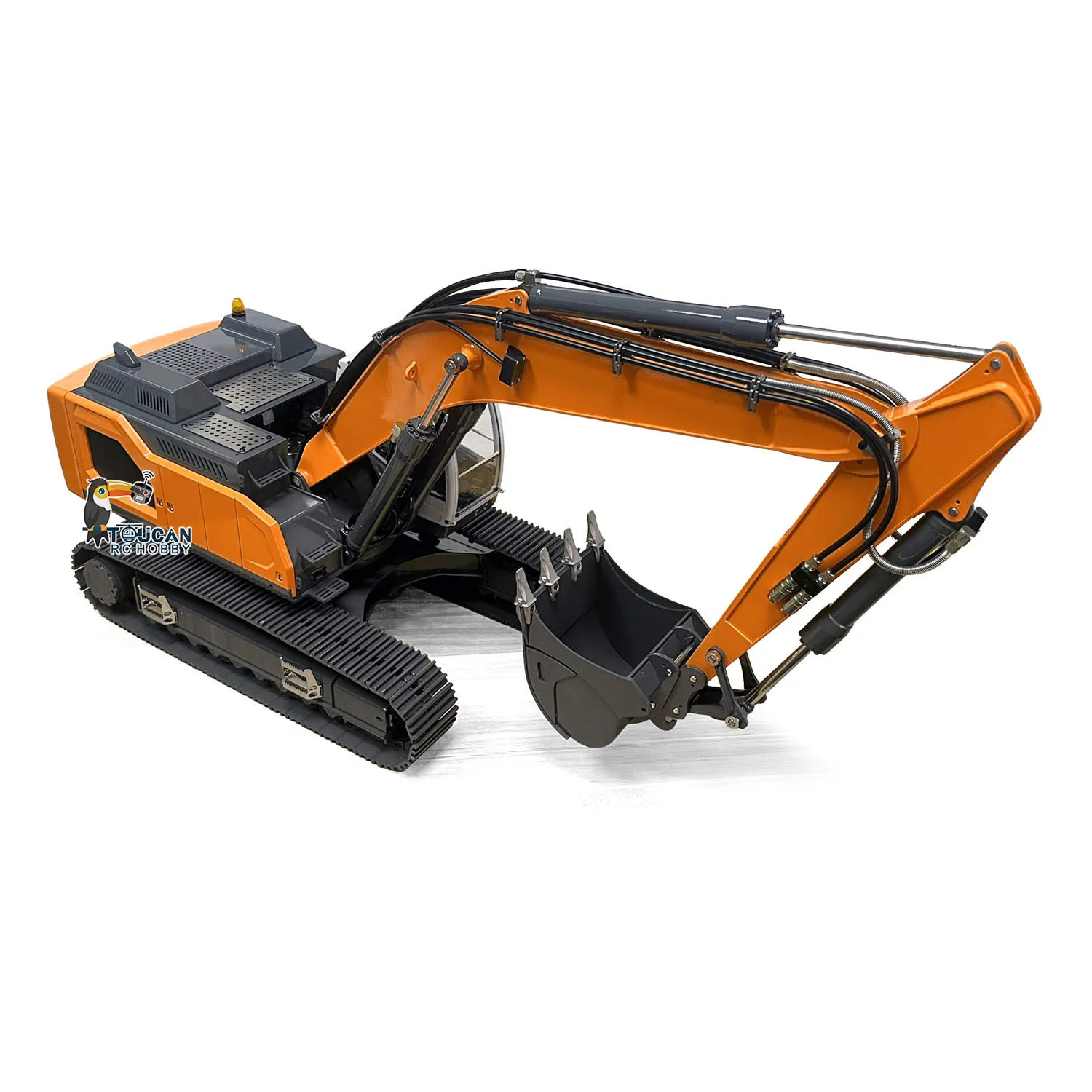 1/14 excavadora hidráulica RC XDRC 945 excavadora de Metal RC camión de Control remoto pintado Servo ensamblado I6s luz RC coche juguetes modelo