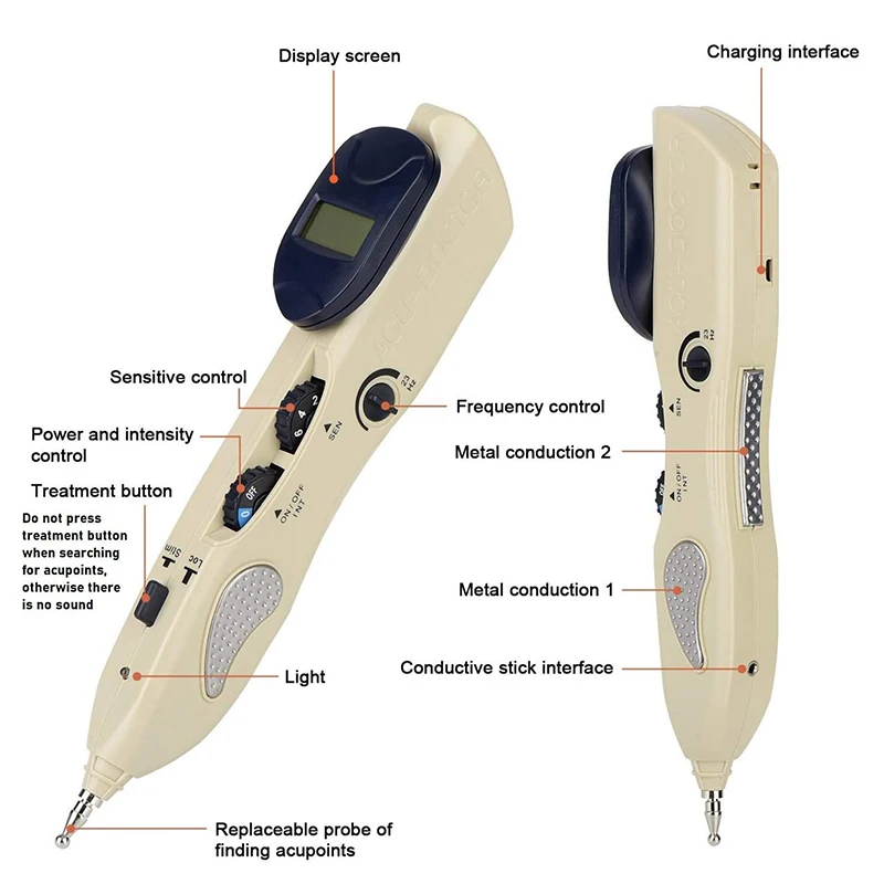 Electric Massage Pen Handheld Pulse Massager Rechargeable Adjustable Intensity 9 Modes LCD Display