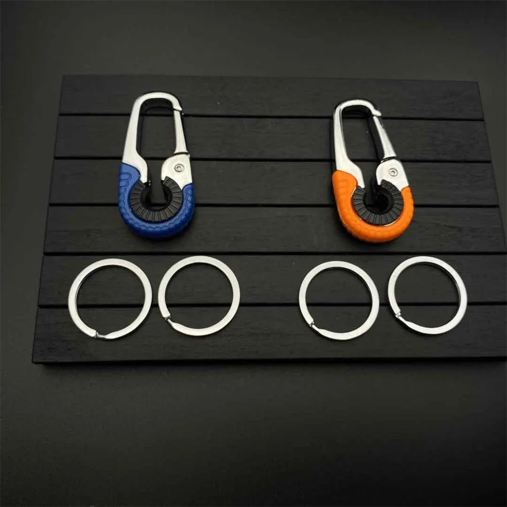 Men\'s Keychain Hook Stainless Steel Buckle Outdoor Carabiner Climbing Tool Double Ring Car Fishing Key Ring Car Accessories