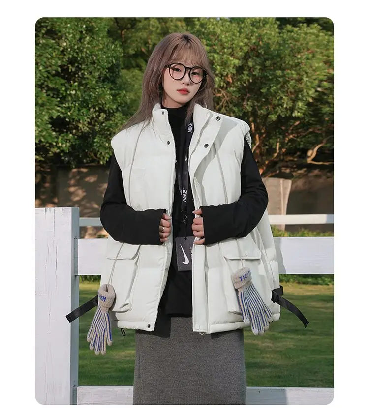 

Vests Waistcoats Thick Womens For Woman Long Winter Fleece Padding Relaxed Minimalist Style Warmth Anti-Freezing Comfortable Y2K