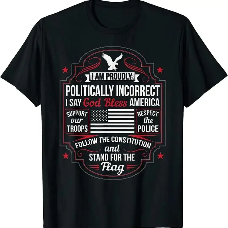 New Limited Politically Incorrect God Bless America Conservative T Shirt