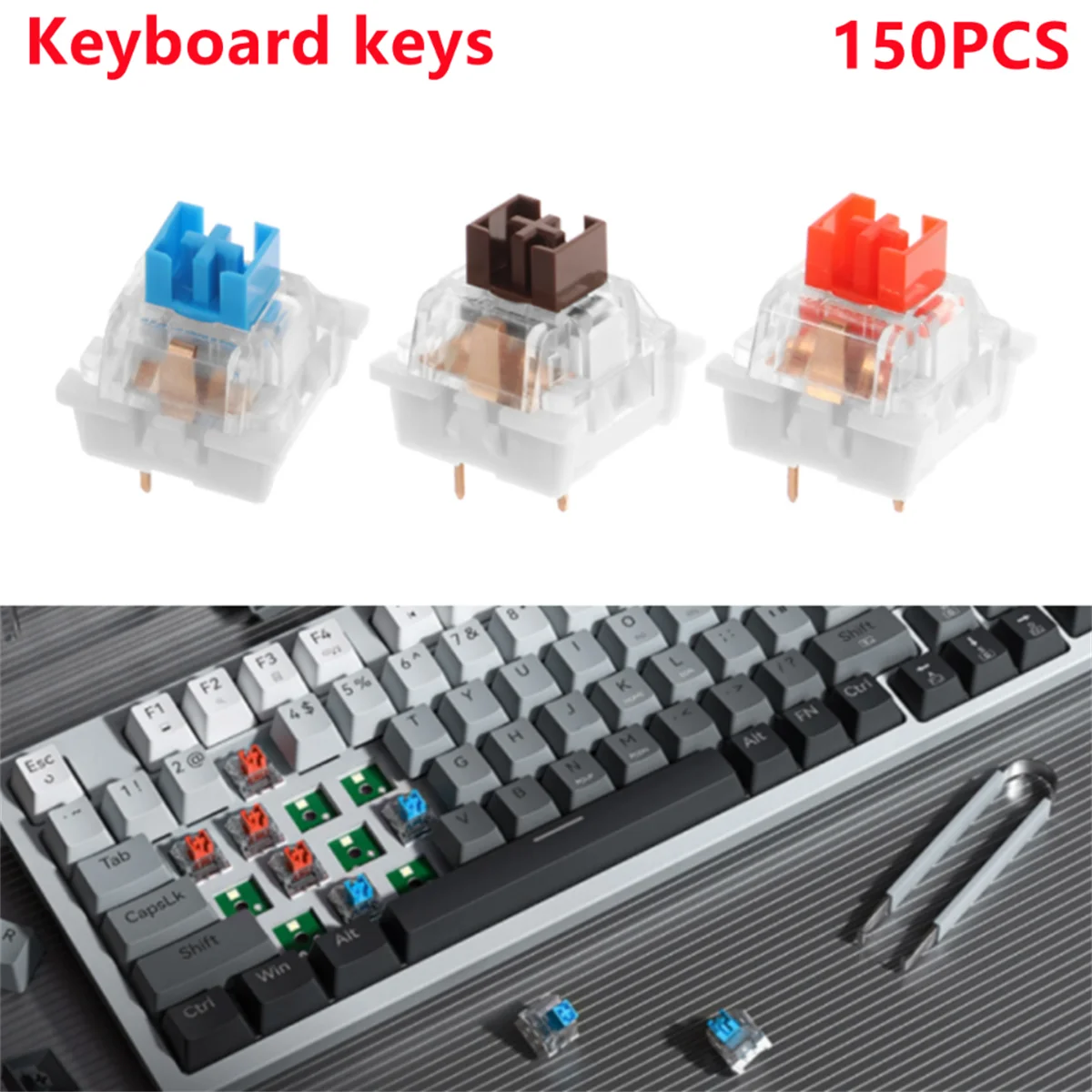

150 шт. запасных частей для клавиатуры, совместимых с механическими переключателями Cherry MX Gateron, светодиодные переключатели, 3-контактные, прочные