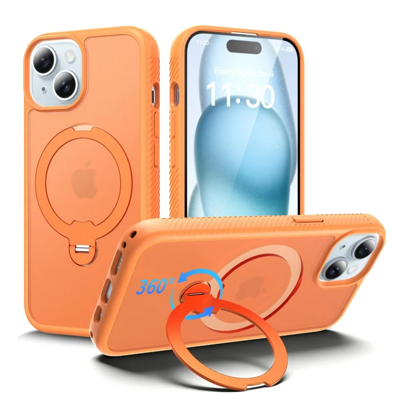 

360 Degree Rotating Magnetic Phone Stand Case Compatible with iPhone 12/13/14/15/16/17 pro max Shockproof