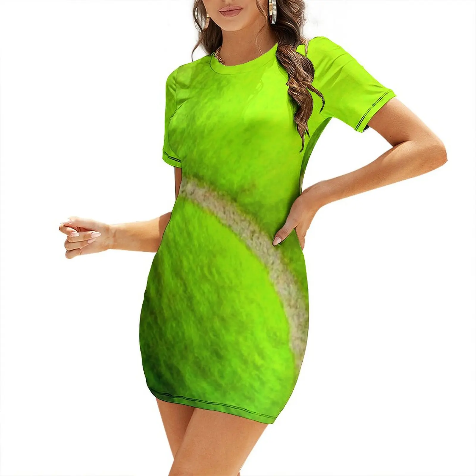 

Tennis Ball Yellow Short Sleeved Dress dresses for prom women's clothing korea stylish luxury dresses