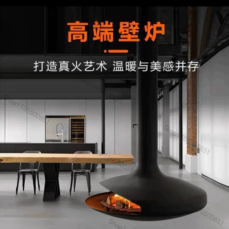 European Flying Saucer Shape Fireplace Hanging Fireplaces Homestay Villa Living Room Decoration Wood Burning Heater Fireplace