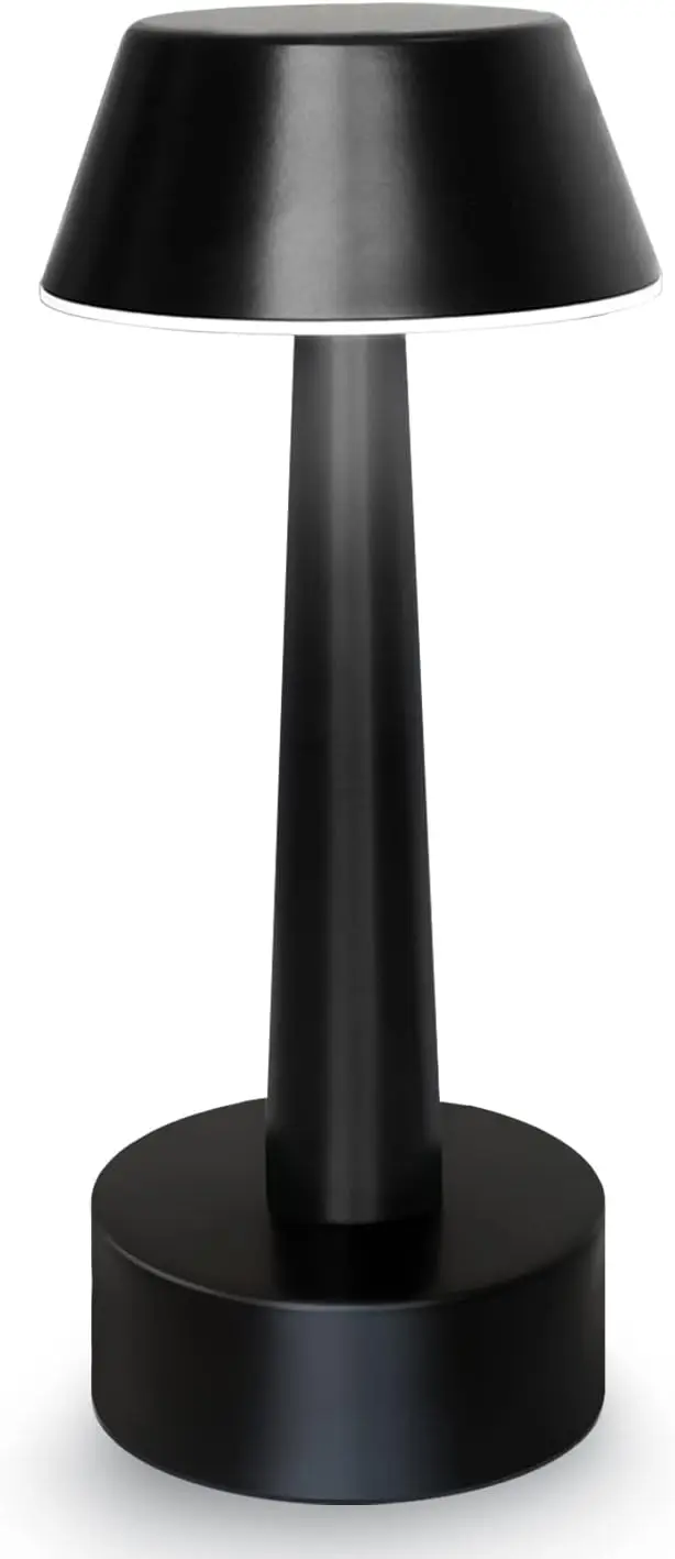

Portable Rechargeable Touch-Control 3-Way Dimmable Metal Table Lamp for Bedroom, Dining Room, Patio, Bar – Black