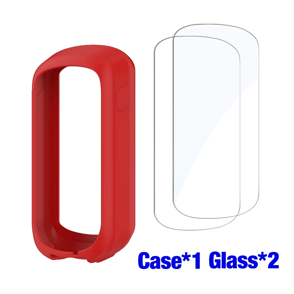 Glass+Case for Garmin Edge Explore 2 Screen Protector Tempered Glass&Soft Silicone Protective Bumper Cover Explore2 Accessories
