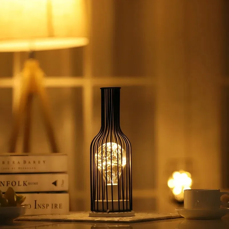 GGBingo DIY Creative ขวดไวน์ตกแต่ง Night Light Nordic Iron Art บรรยากาศโรแมนติก Light เดสก์ท็อปตกแต่งของขวัญ