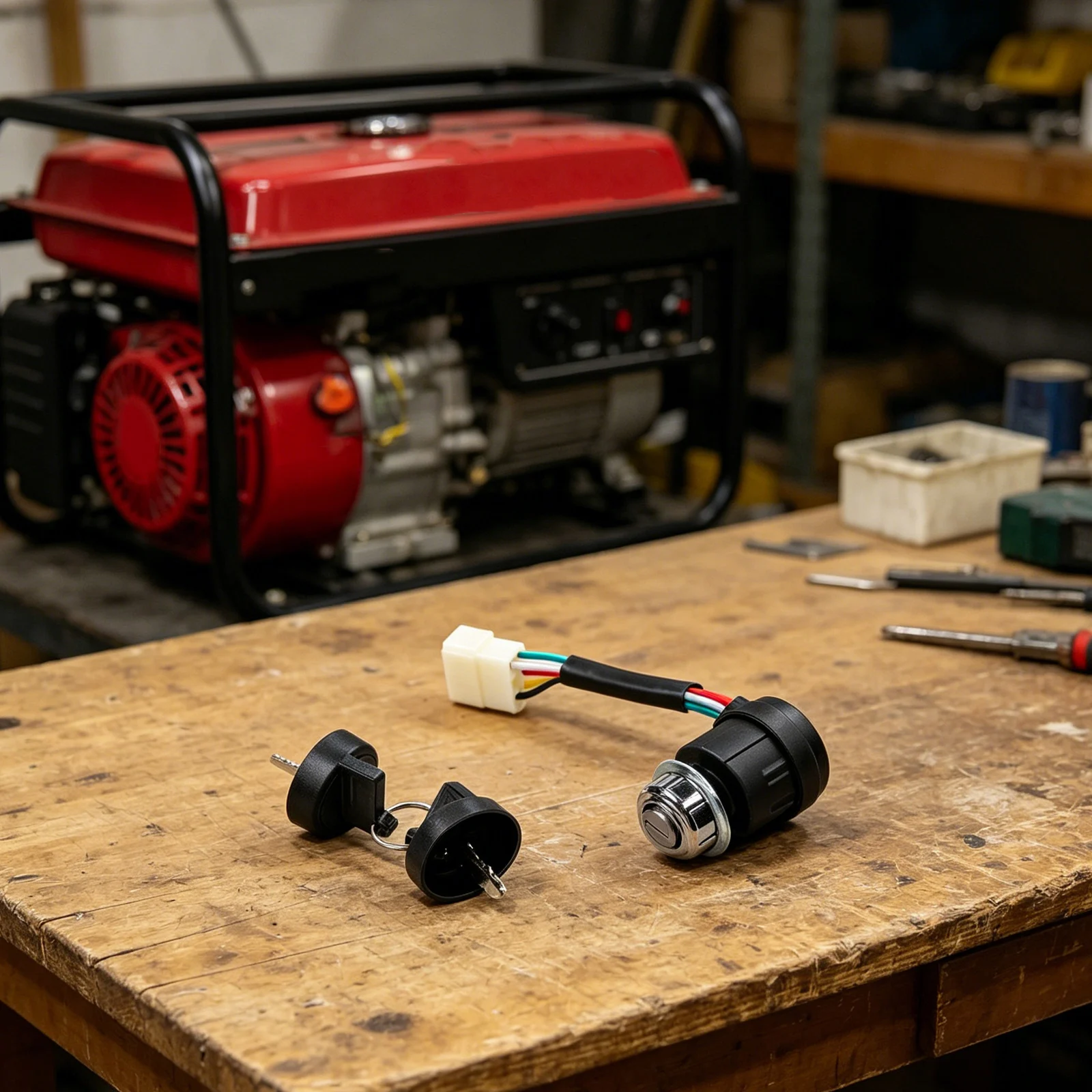 Gas Generator Starter Ignition Switch for 2kW through 5kW Units with Mechanical Locking and Wire Terminal Inputs