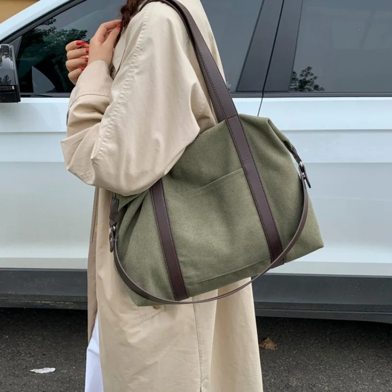 

Lightweight Cotton Crossbody Bag Women Magnetic Closure Polka Dot Embroidery Adjustable Strap Durable Travel Essential Daily Bag