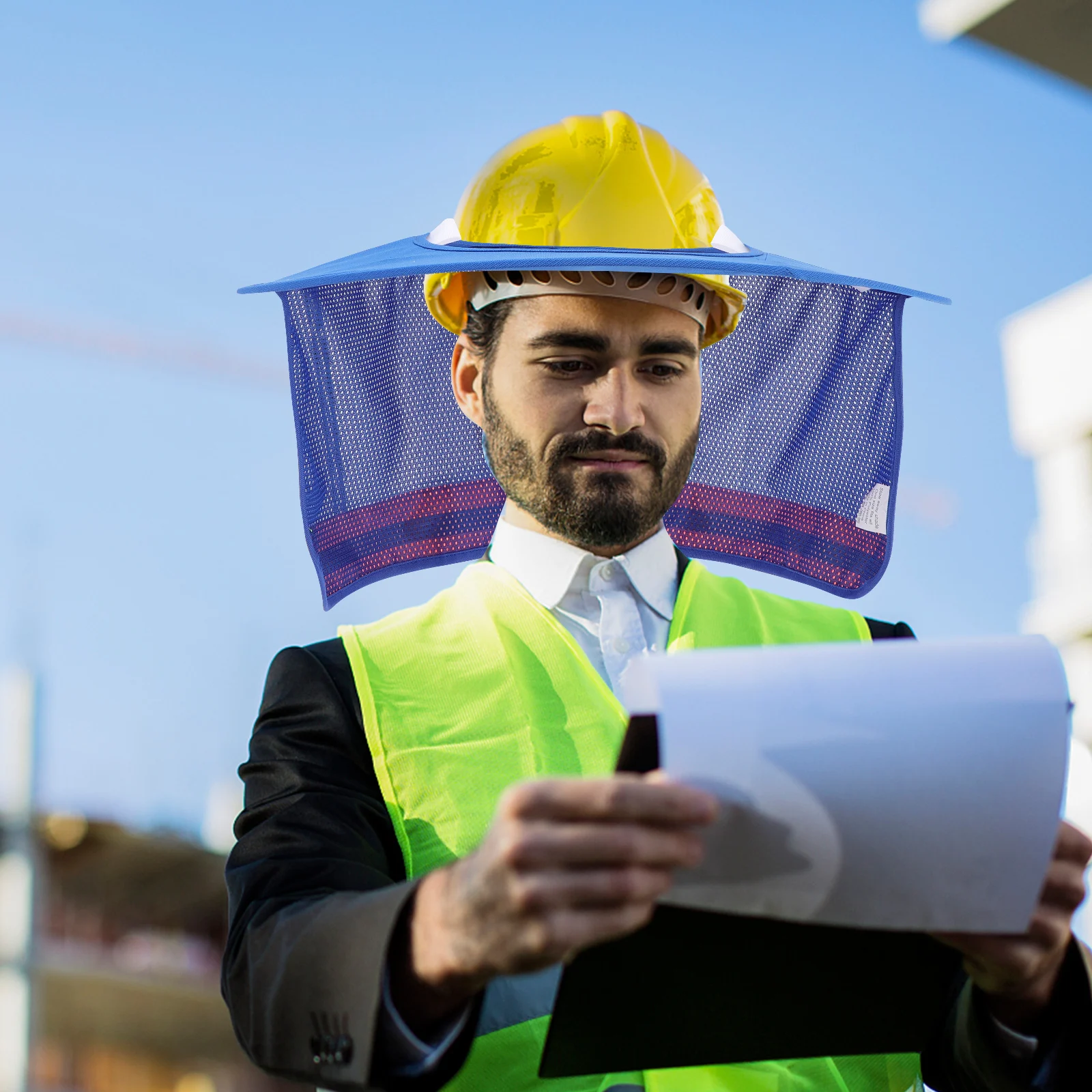 

2Pcs Hard Hat Sun Shade Neck Shield Cover Summer Breathable Mesh Reflective Caps for Construction Outdoor Work Fishing Hiking