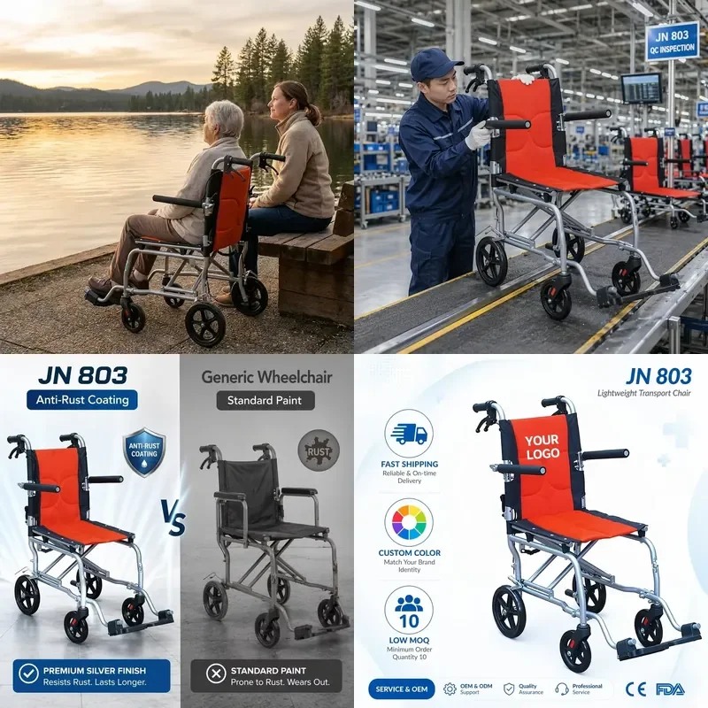 for  Light Manual Wheelchair 9kg Portable Foldable Steel with Upturned Armrest Self-locking Brakes  Travel