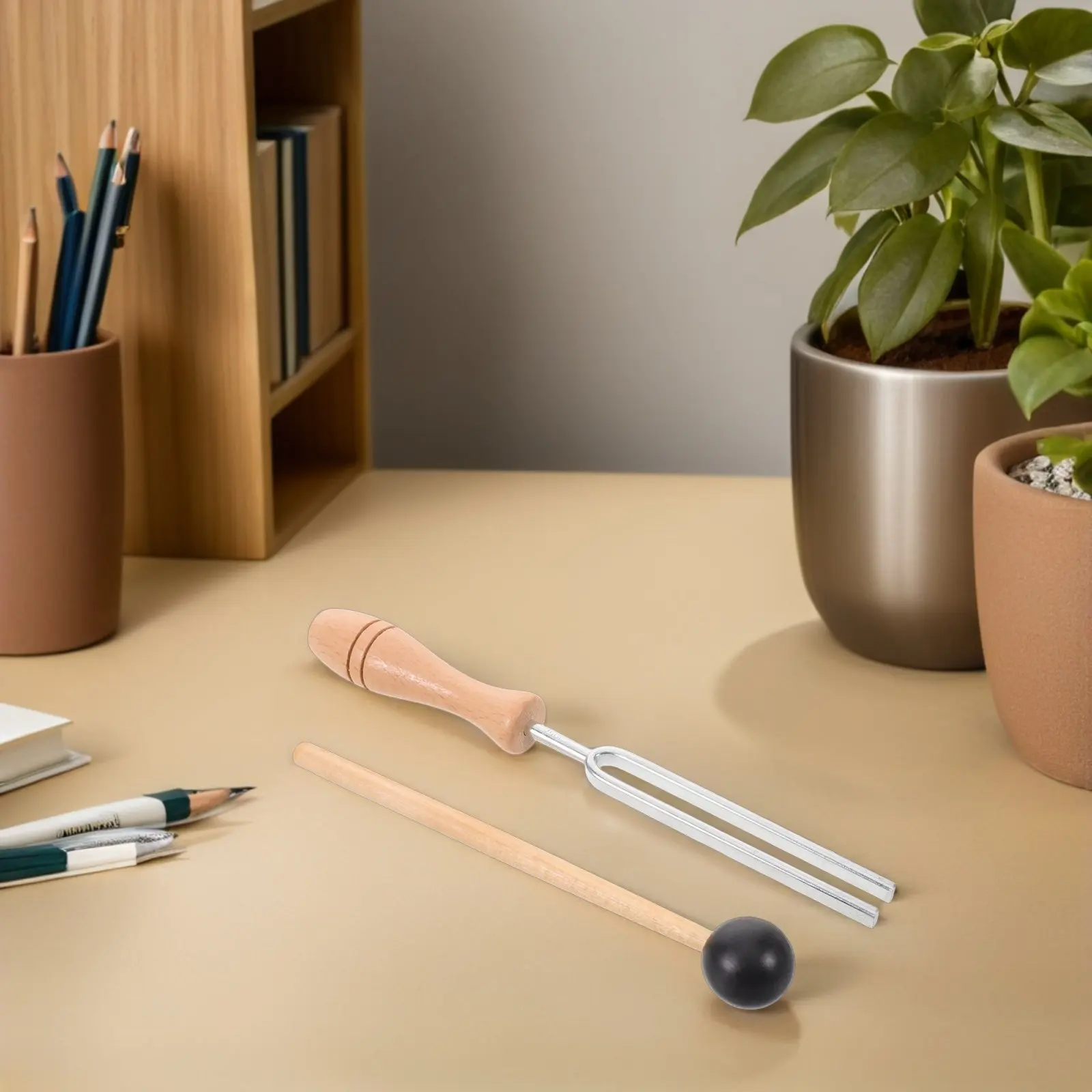 1 ensemble de diapasons de méditation avec manche en bois poli à la main, instrument de sonorisation pour la relaxation et l'enseignement du yoga