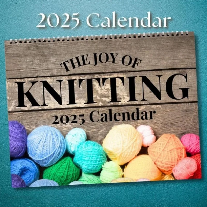 Knitting Calendar 2025 Twelve Month Yarn Calendar Planner Knitting Lover's Gift Calendar Tabletop Knitting Calendar