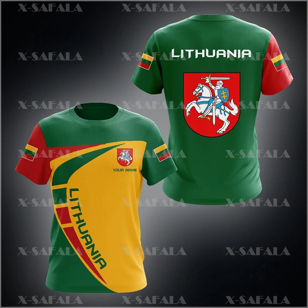 LITHUANIA PROUD Lithuanian Love Country Flag 3D Printed High Quality T-shirt Summer Round Neck Men Female Casual Top-2