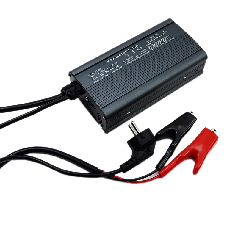 3.65V 14.6V 29.2V 15A Lifepo4 Lithium Ion Charger with Display High-power Aluminum Shell Charger Adjustable Voltage and Current