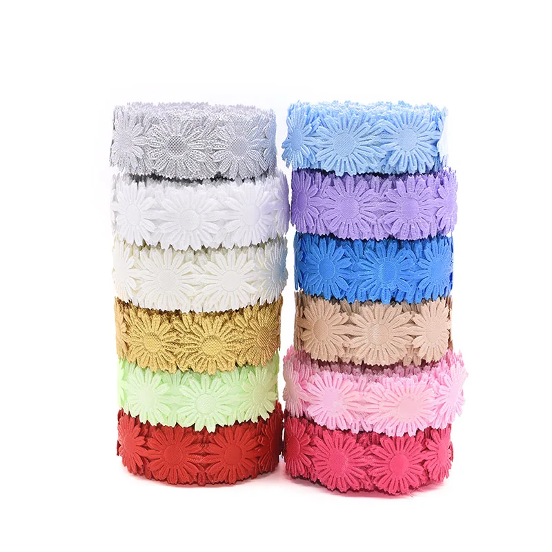 5 Yard Flower Ribbon Solid Color Lace Trimming Ribbon Tape DIY Gift Box Decoration Sewing Accessories Wedding Craft Gift Packing