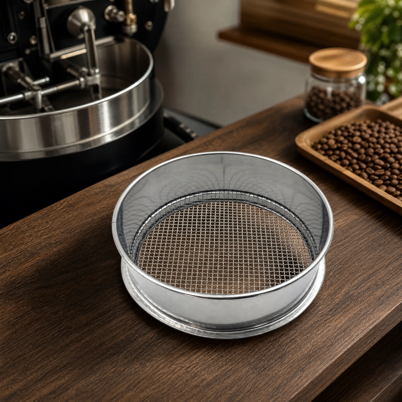 Round Metal Coffee Cooling Tray with Raised Rim Silver-Toned Finish Coffee Bean Cooling Tray Rigid for Cafés