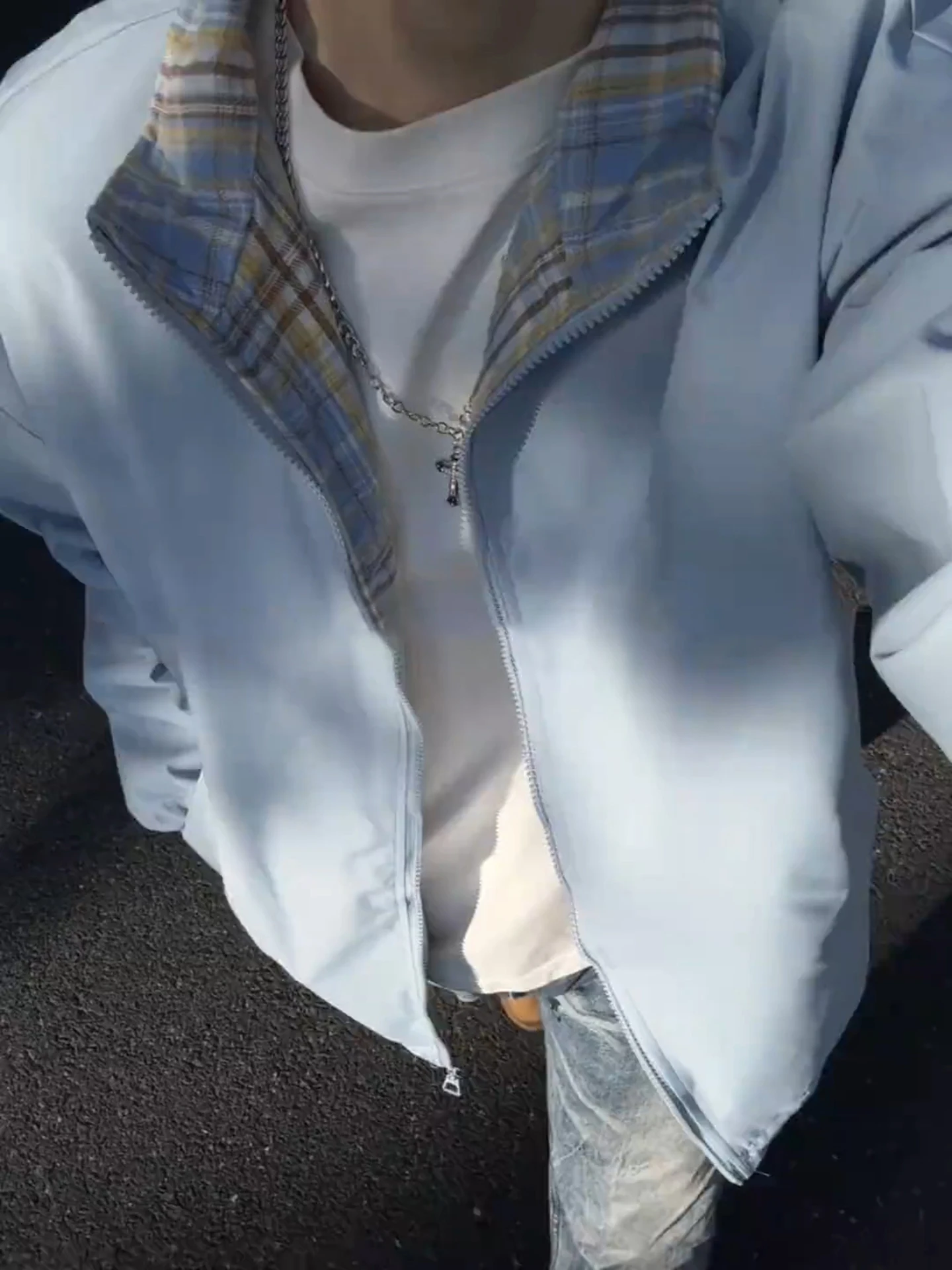 

Модная весенняя мужская куртка в клетку с пэчворком, дышащая, молодежная, с длинными рукавами, на молнии, в бейсбольном стиле, с воротником