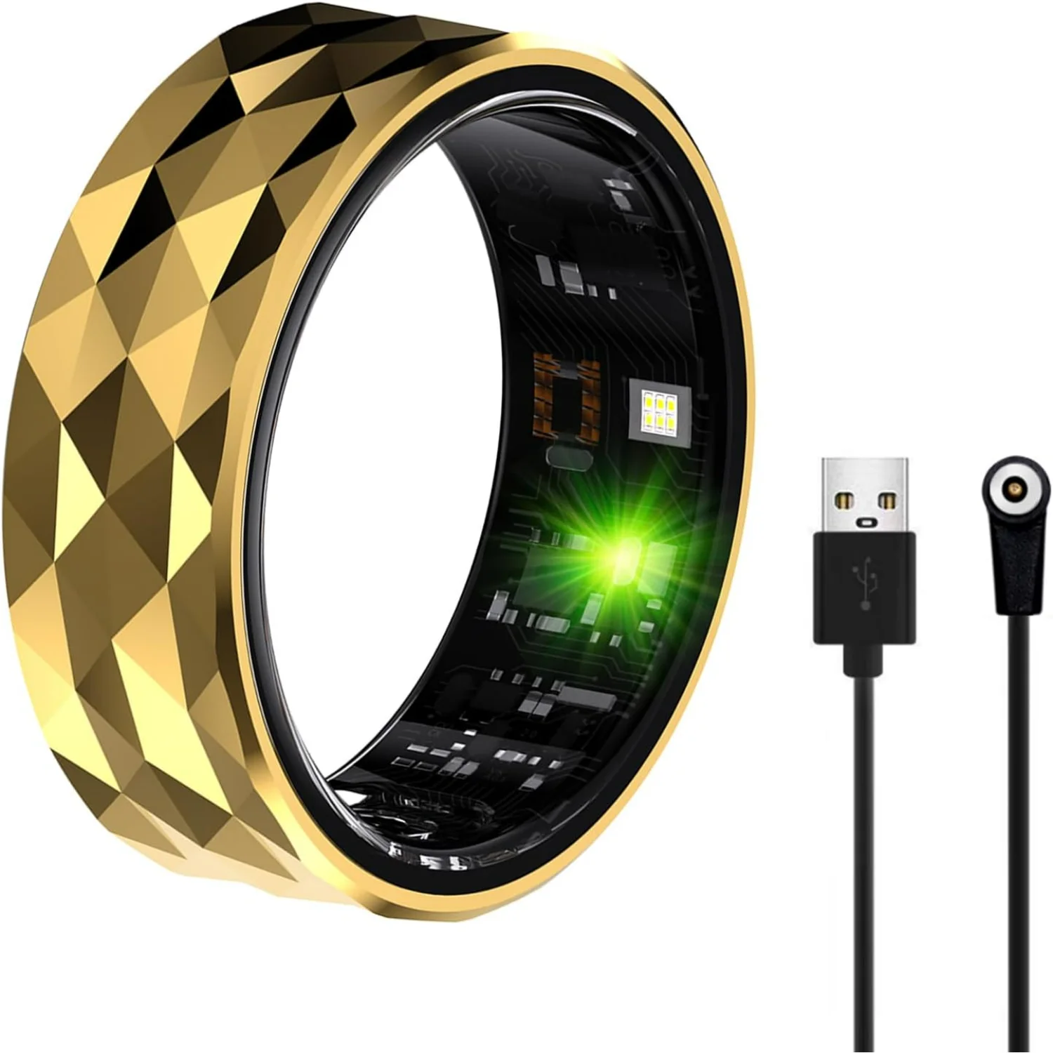 

Smart Ring with Calories, Heart Rate,Step Counter, Heart Rate & Blood Oxygen Monitor, Sleep Tracking, and IP68 Waterproof - No A