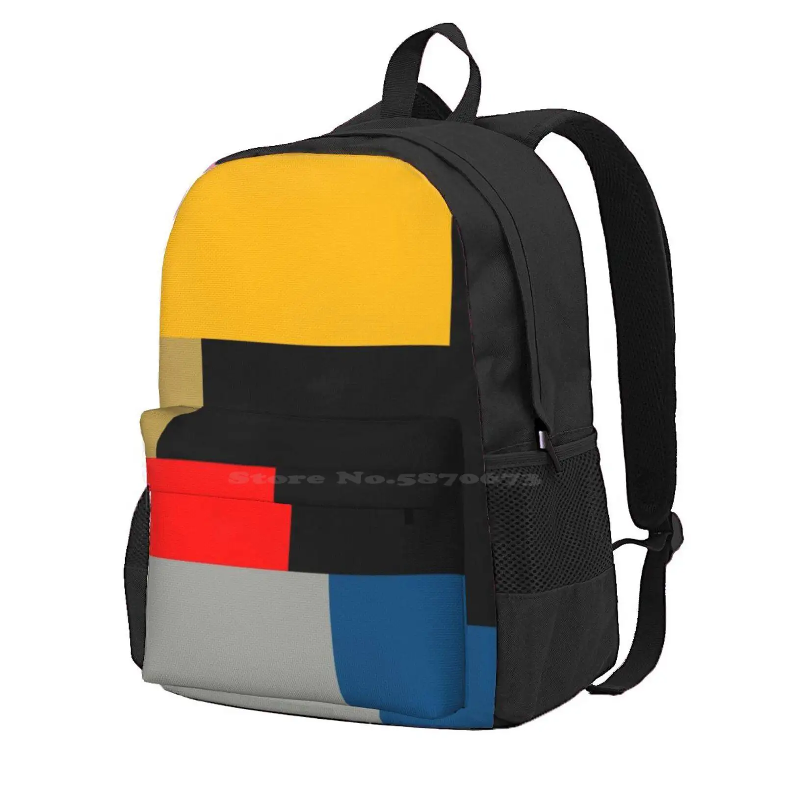 Modernism One Hot Sale Schoolbag Backpack Fashion Bags Modernism Mondrian Destijl Holland Blocks Color Primary Timeless