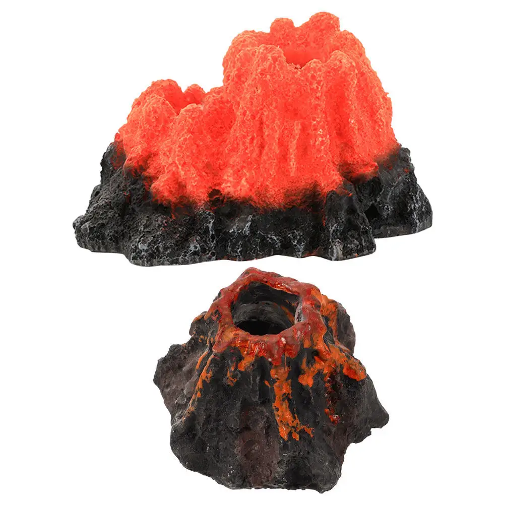 2Pcs Volcano Decor Realistic Small Resin Fish Tank Ornament Stable Underwater Aquarium Landscaping Accessory Energy Enhancer