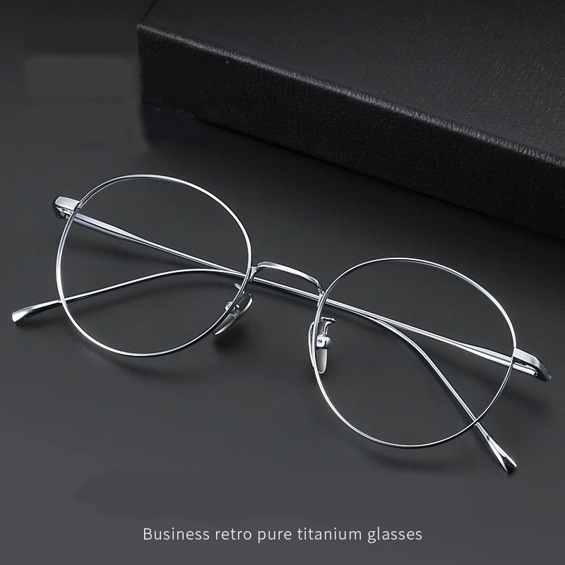 

New Ultra Light Pure Titanium Retro Round Frame Glasses High Quality Handmade Optical Eyeglasses for Men and Women