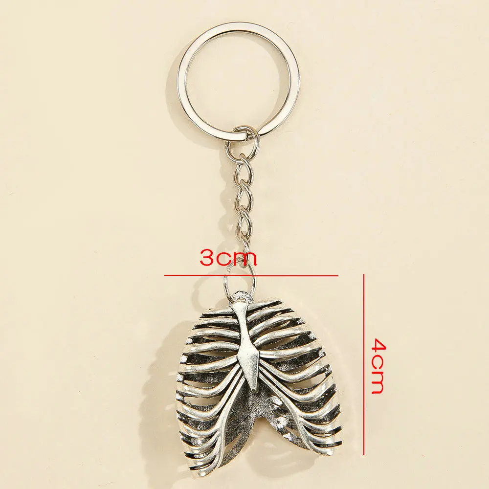 keychain chest Punk Anatomical Human Rib Cage Body Chest Skeleton Pendants Fashion Vintage Medical Biology Anatomy