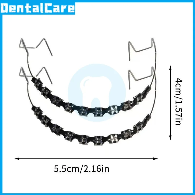 1 Pair Colorful Temporary Tooth Decoration with Metal Wires Dental Decorations Orthodontic Ligature Ties Braces Fake Brackets