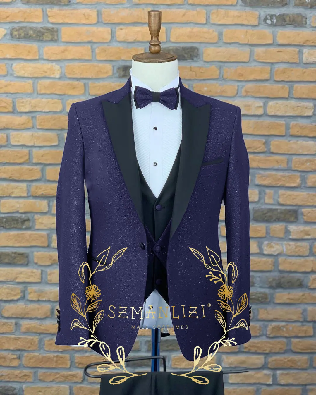 2023 Gold Shinny Wedding Suits For Men Peaked Lapel Jacket+Vest+Pants 3 Pieces Formal Male Prom Dress Tuxedo Groom Wear Blazer