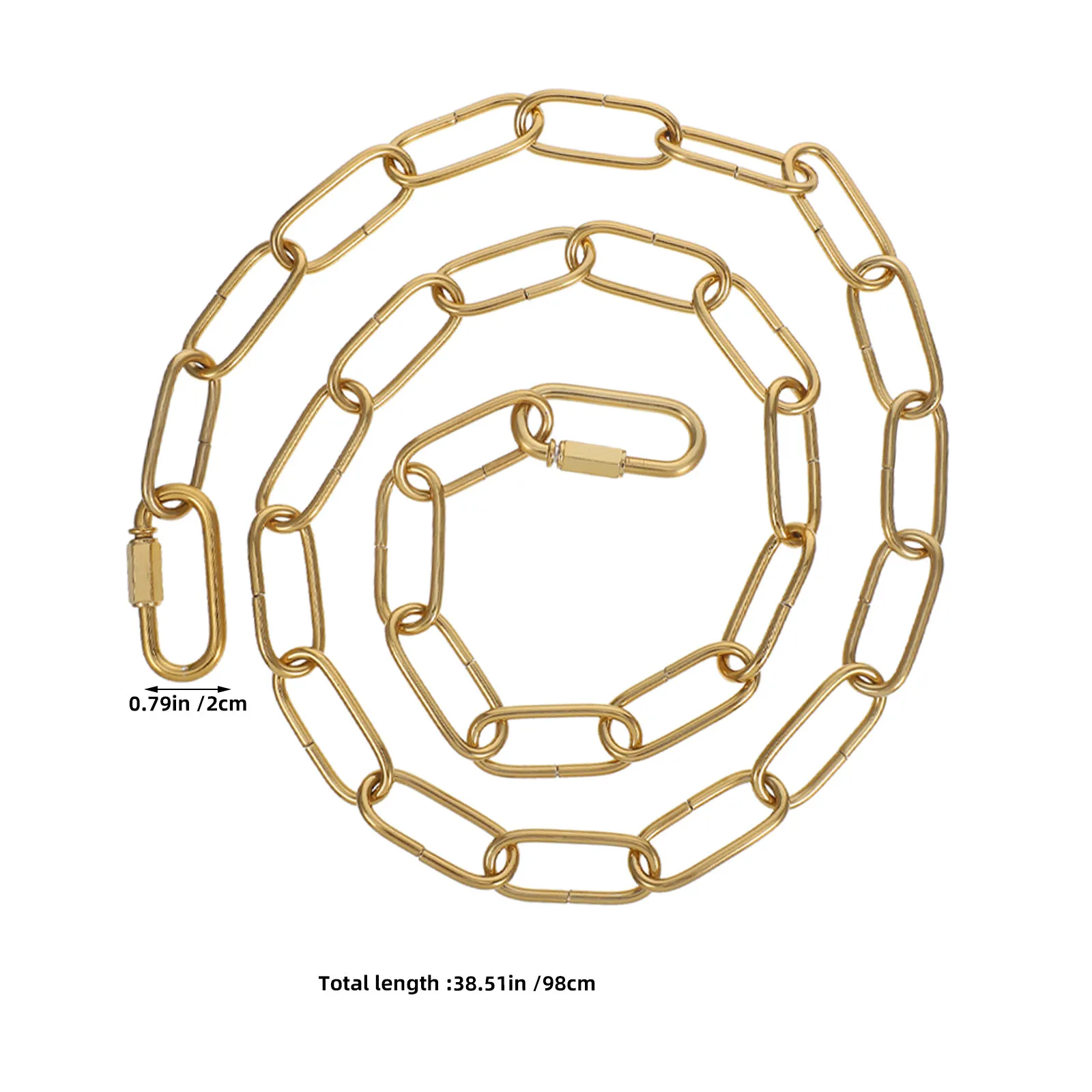 3Pcs Pendant Hanging Chain Set Gold Metal Heavy Duty Adjustable Ceiling Chain Hooks for Light Fixture Installation Decorative