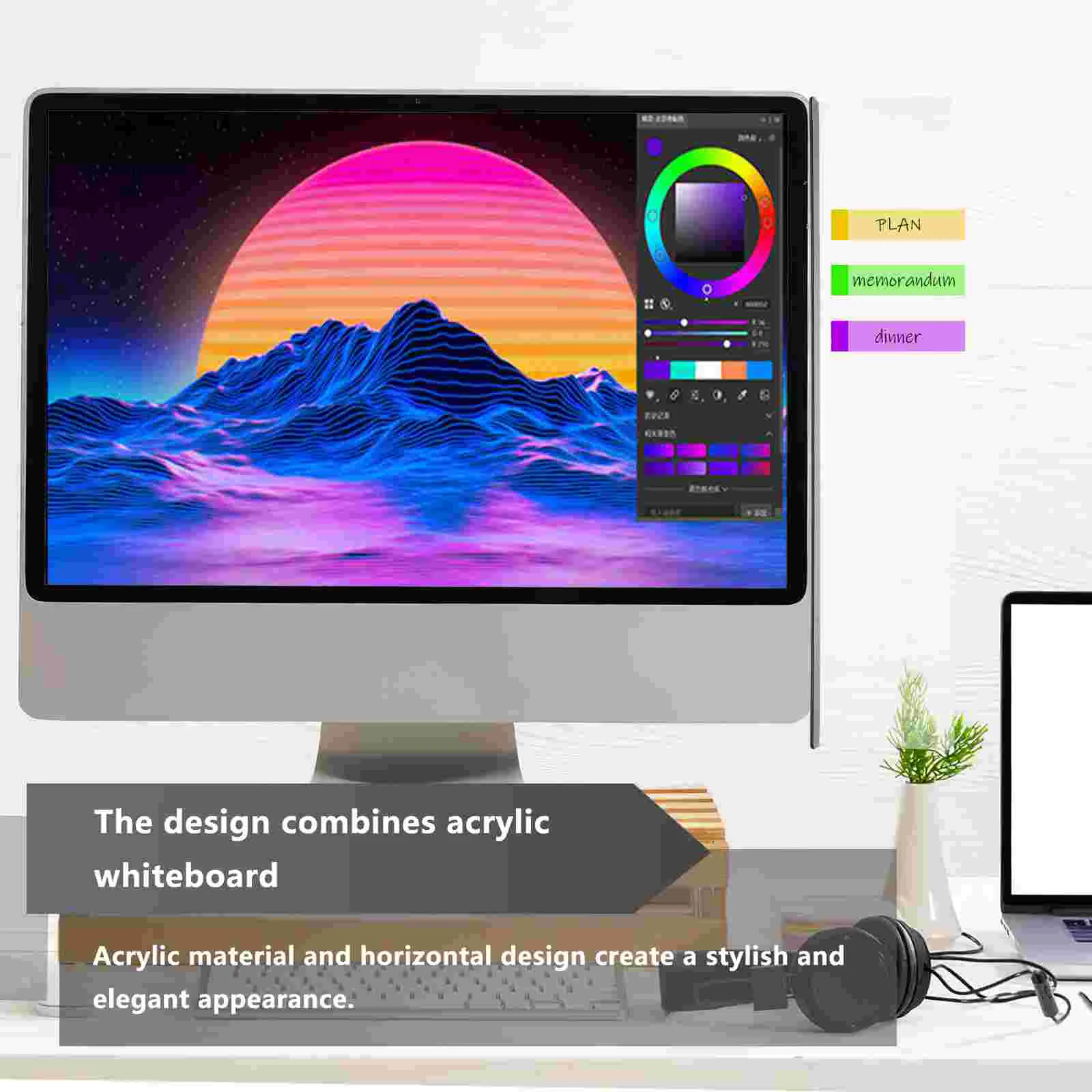 Компьютерная доска объявлений для монитора, заметок, прозрачный акриловый боковой экран, держатель для заметок, напоминание, мониторы для хранения