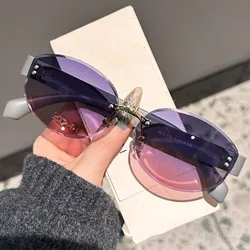 2025 New Frameless Cut Edge Small Frame Sunglasses for Women's Personalized Sunscreen Sunglasses(DS-8673)