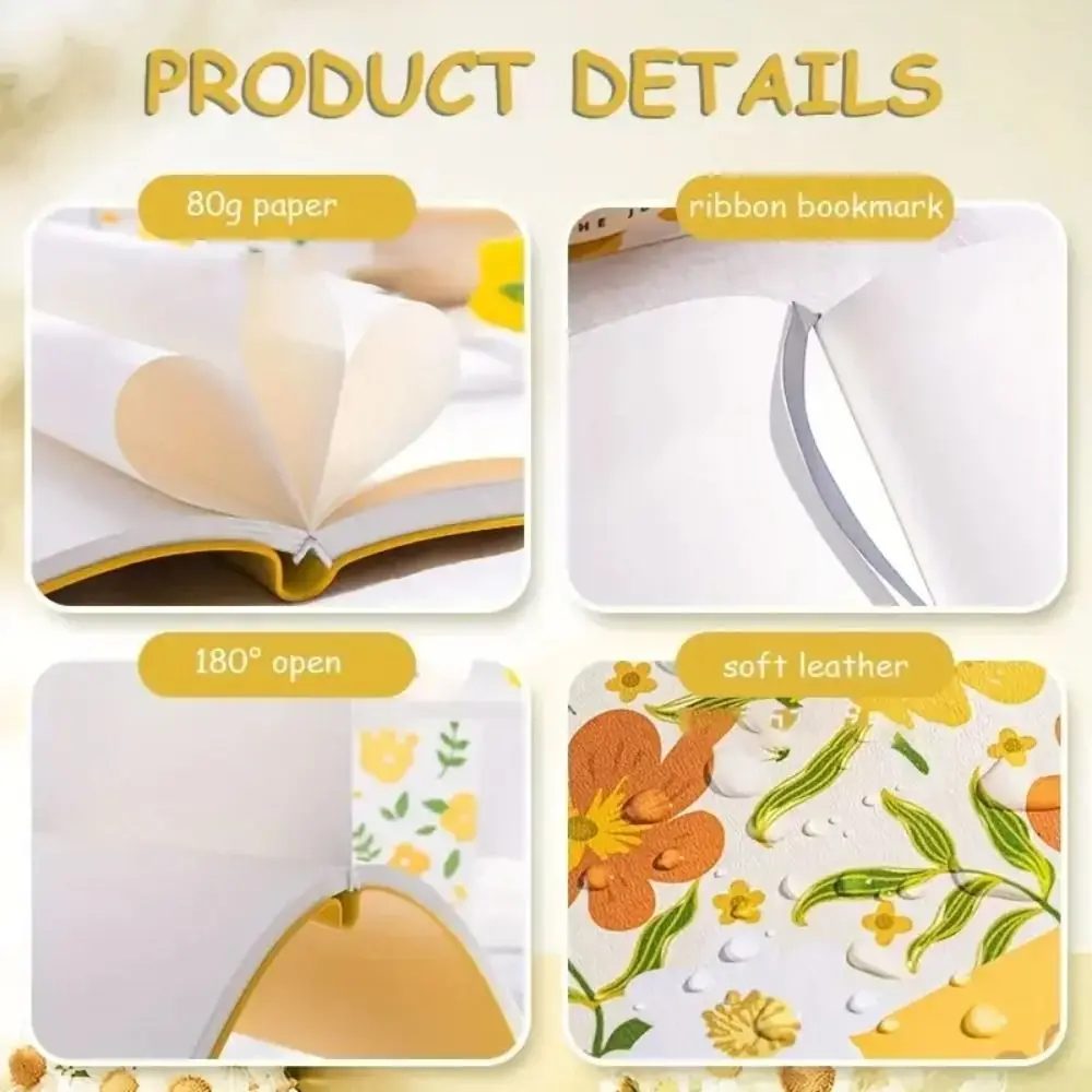 260 Pages Floral Design Diary Notebook To Do List Matte Surface Writing Pads Taking Notes Time Organizer Planner Notepad Student