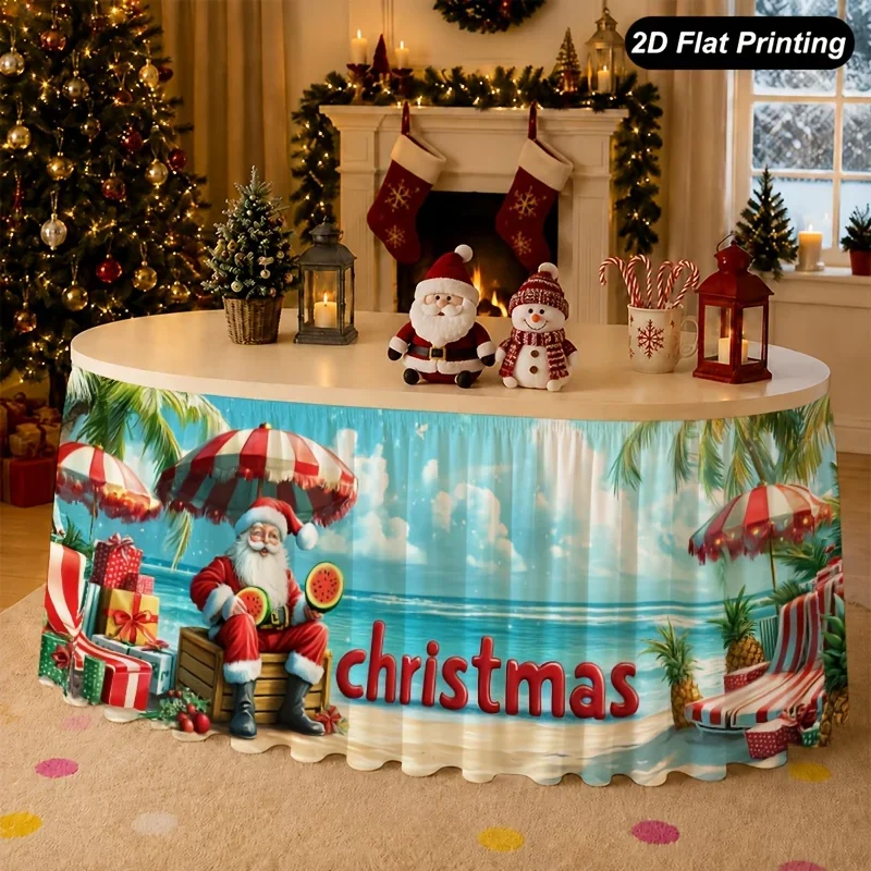 Tablecloth featuring tropical beach vacation scenery, suitable for family party decoration