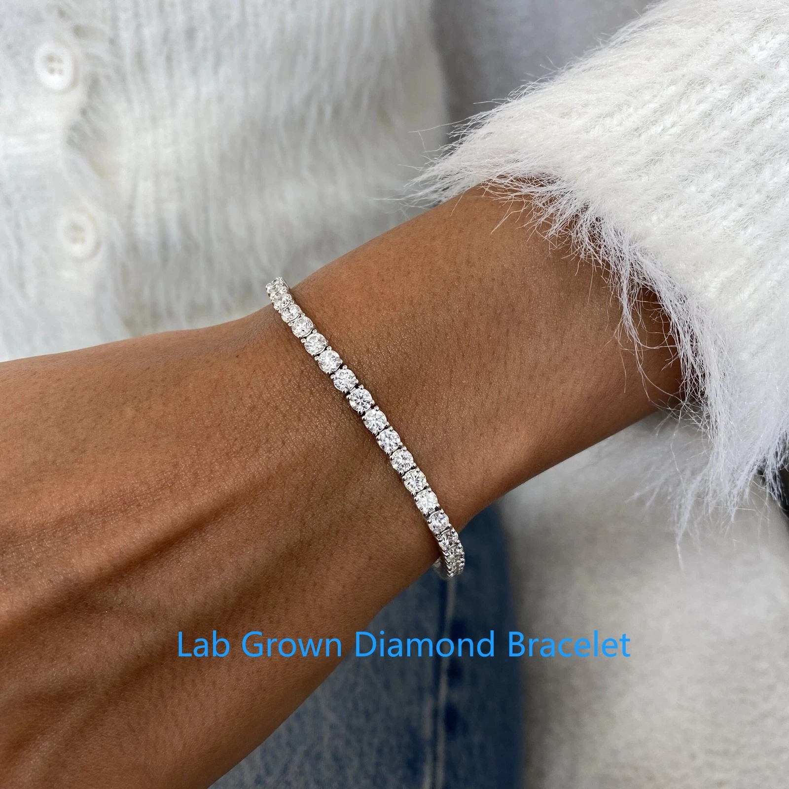 

2mm 2.5mm 3mm 3.5mm Each Round Lab Grown Diamond HPHT Tennis Bracelet DEF VS-VVS Platinum 950 Diamond Bracelet For Women