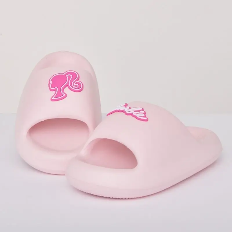 2024 New Kawaii Miniso Barbie Summer Slippers Cute Cartoon Anti-Slip Anti-Odor Women\'s Sandals Bathroom Outdoor Flip Flops