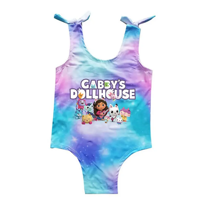 2026 Sommer Gabbys Dollhouse Badeanzug für Babymädchen, Gabby Doll House Kinder-Cartoon-Badeanzug mit Rüschen, Bikini-Badeanzug