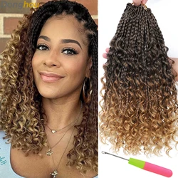 1- 6 paquetes de trenzas de caja ombré, trenzas de crochet, puntas rizadas, 1B, 30, 27, 613, Bug, 10 colores, trenzas de caja Goddess, cabello de crochet, 16 hebras por paquete