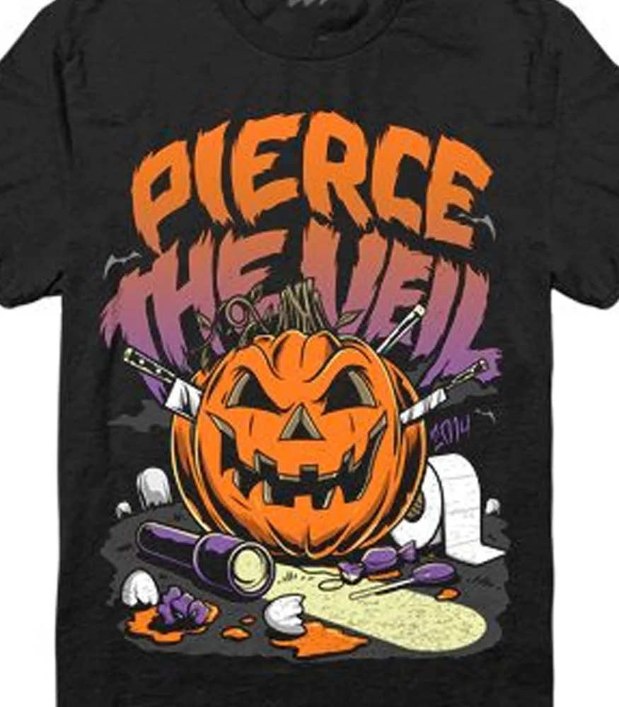 Pierce The  halloween pumpkin black T-shirt Cotton   Tees Y2K tops Unisex Summer Short Sleeve