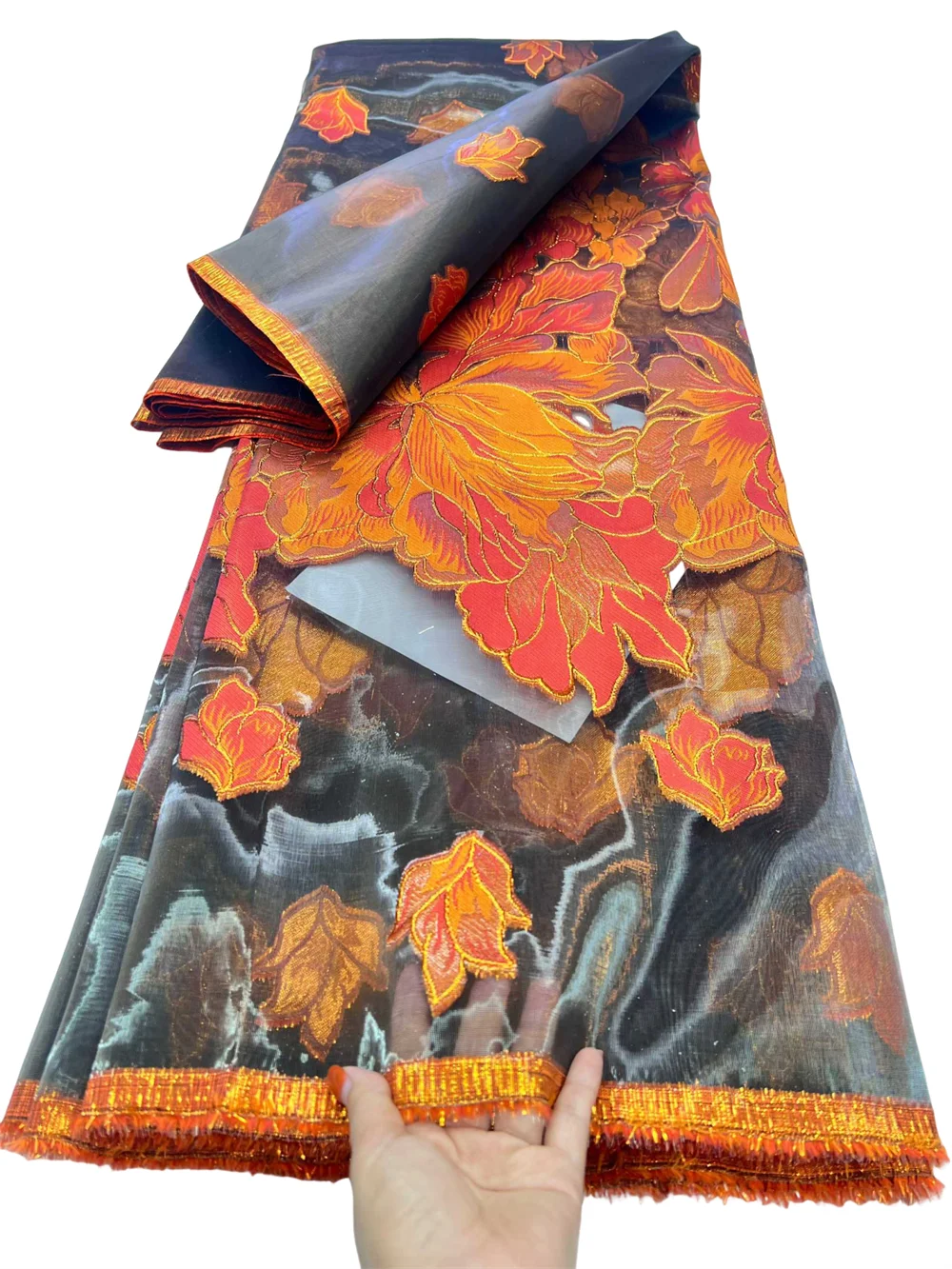 

Fashion African Nigerian High-Quality Tulle Lace Fabric Jacquard Organza Embroidery Guipure For Party Prom Latest Design 5Yards