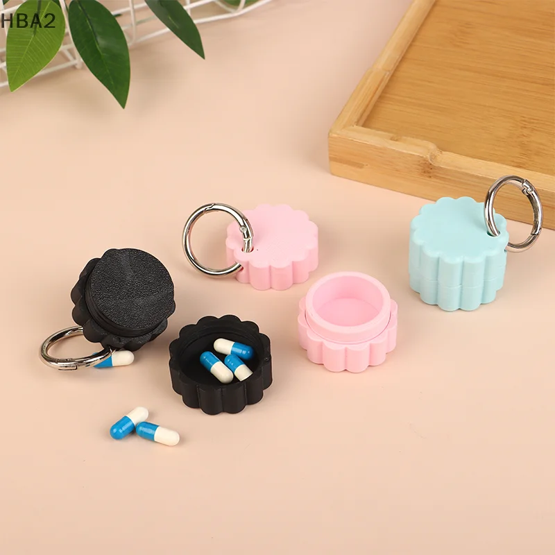 1Pc Mini Storage Box Pendant Pill Box Case With Portable Travel Storage Keychain Stash Medicine Box Keychain