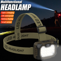 Inductive LED Headlight Rechargeable COB Emergency Headlamps with 5 Modes Outdoor Waterproof Camping Hiking Fishing Headtorch