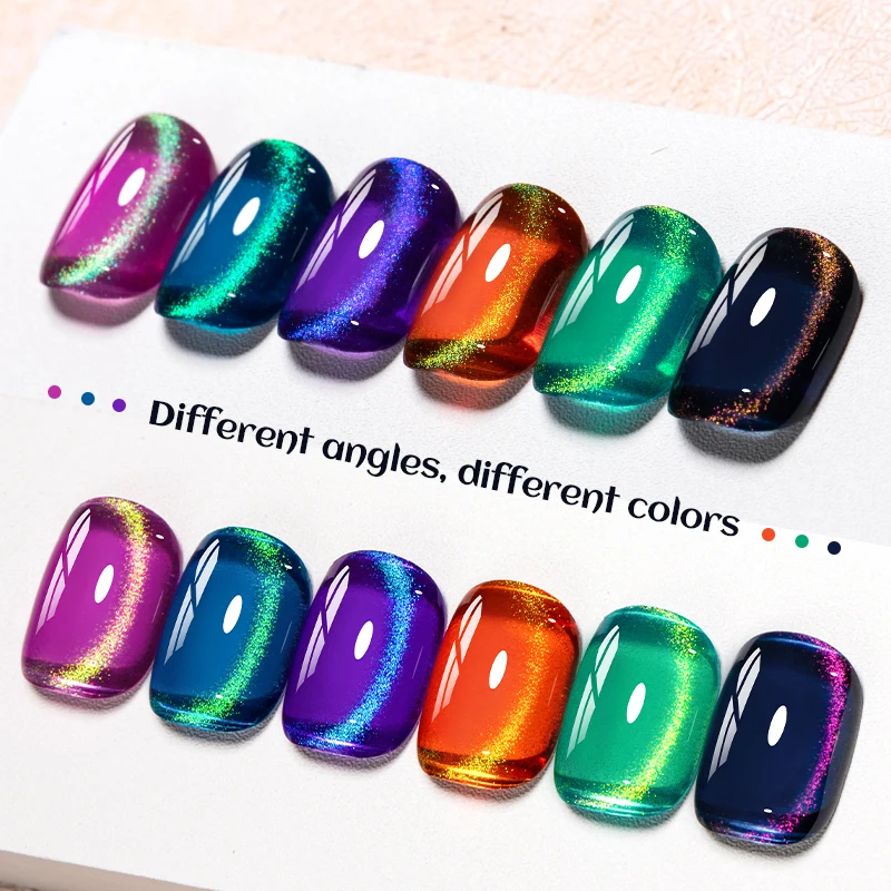 MEET ACROSS 7ml Purple Gem Cat Magnetic Gel Nail Polish Sparkling Glass Bead Effect Semi Permanent Varnish Soak Off Gel Nail Art