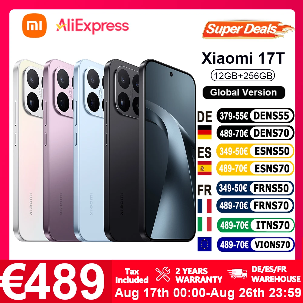 Globale Version Xiaomi 17T 6,59" Smartphone 5G 120Hz Display 67W HyperCharge 6500mAh Leica 5x Teleobjektiv Leica Live Moment MediaTek Dimensity 8500-Ultra